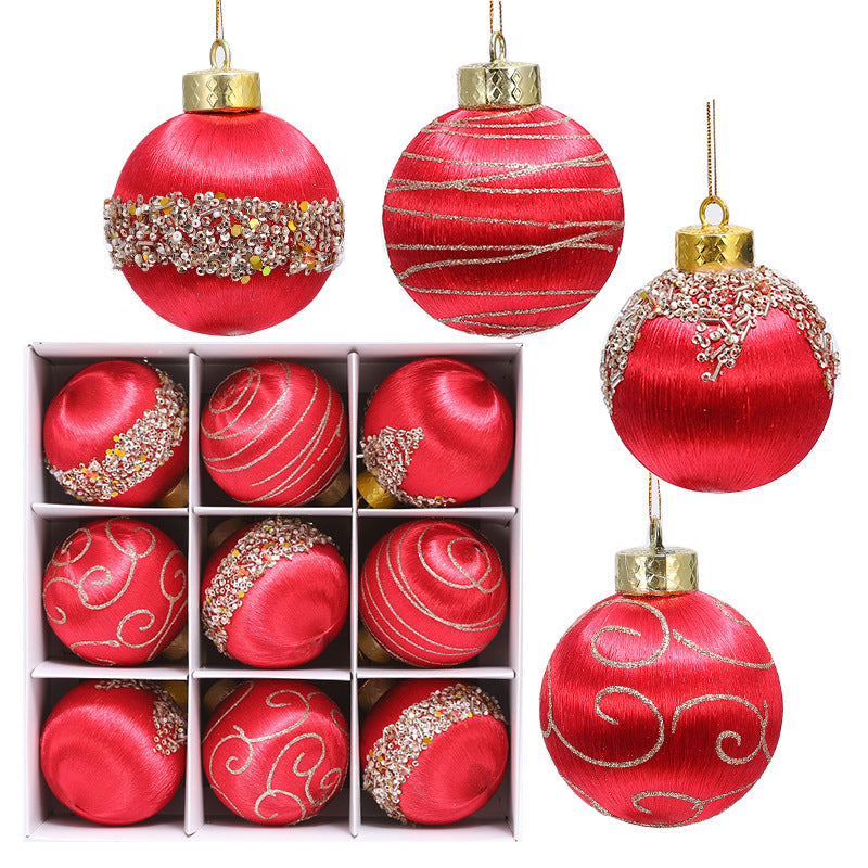 Christmas Tree Painted Silk Ball Ornament-9 Pack