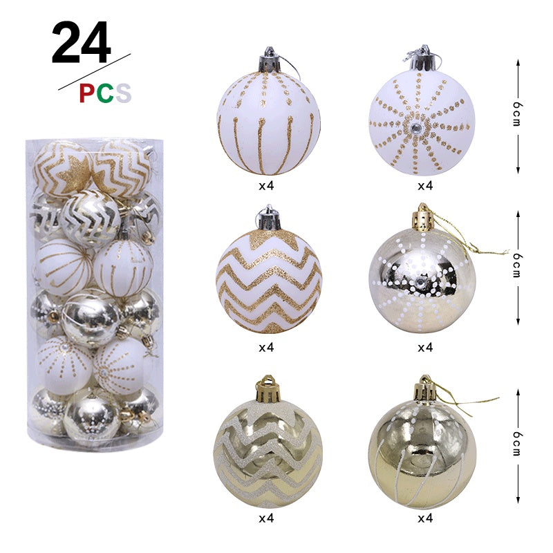 Christmas Tree Ornaments Frosted Ball Decorations- 24 Pieces