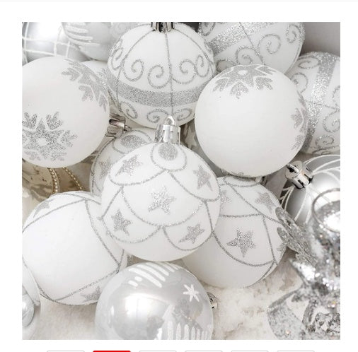 Christmas Tree Ornaments Frosted Ball Decorations- 24 Pieces