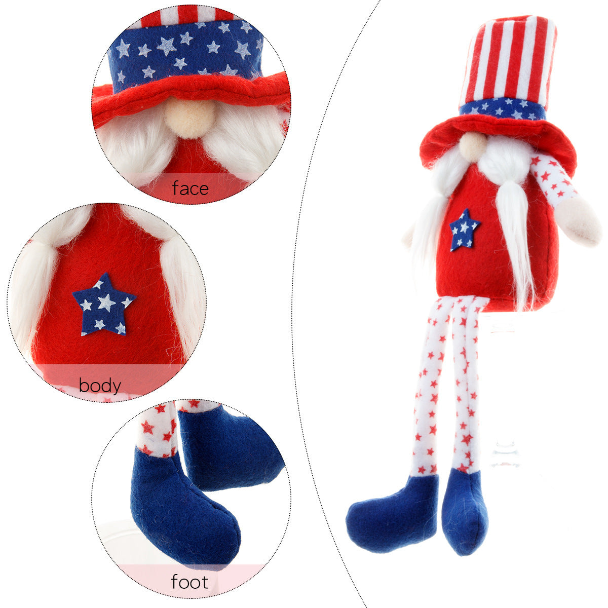 Independence Day Fabric Faceless Doll