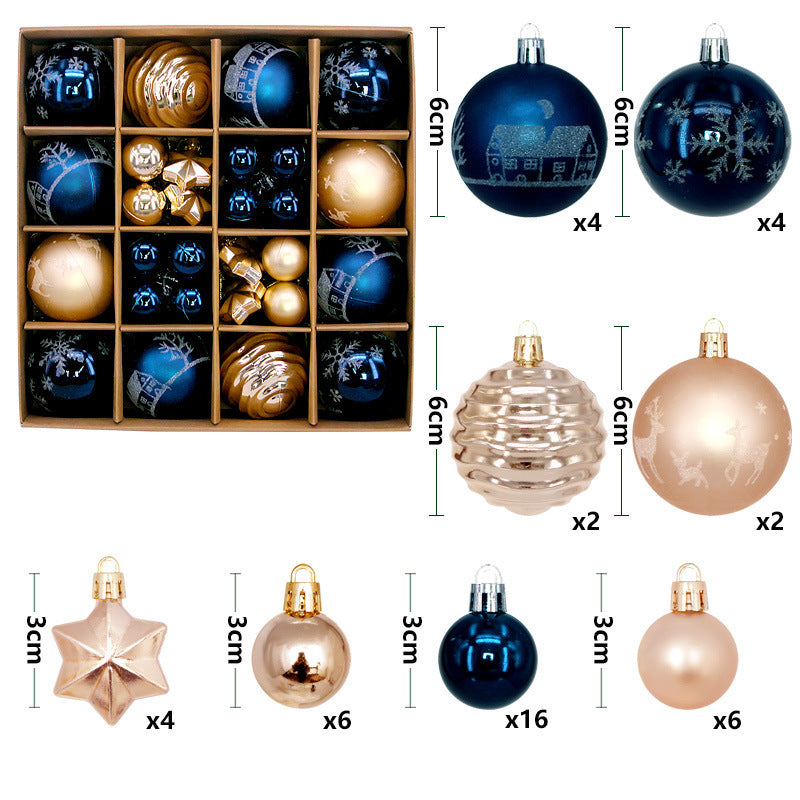 Christmas Tree Decorations Painted Shaped Electroplating Ball Ornament-44 Pack