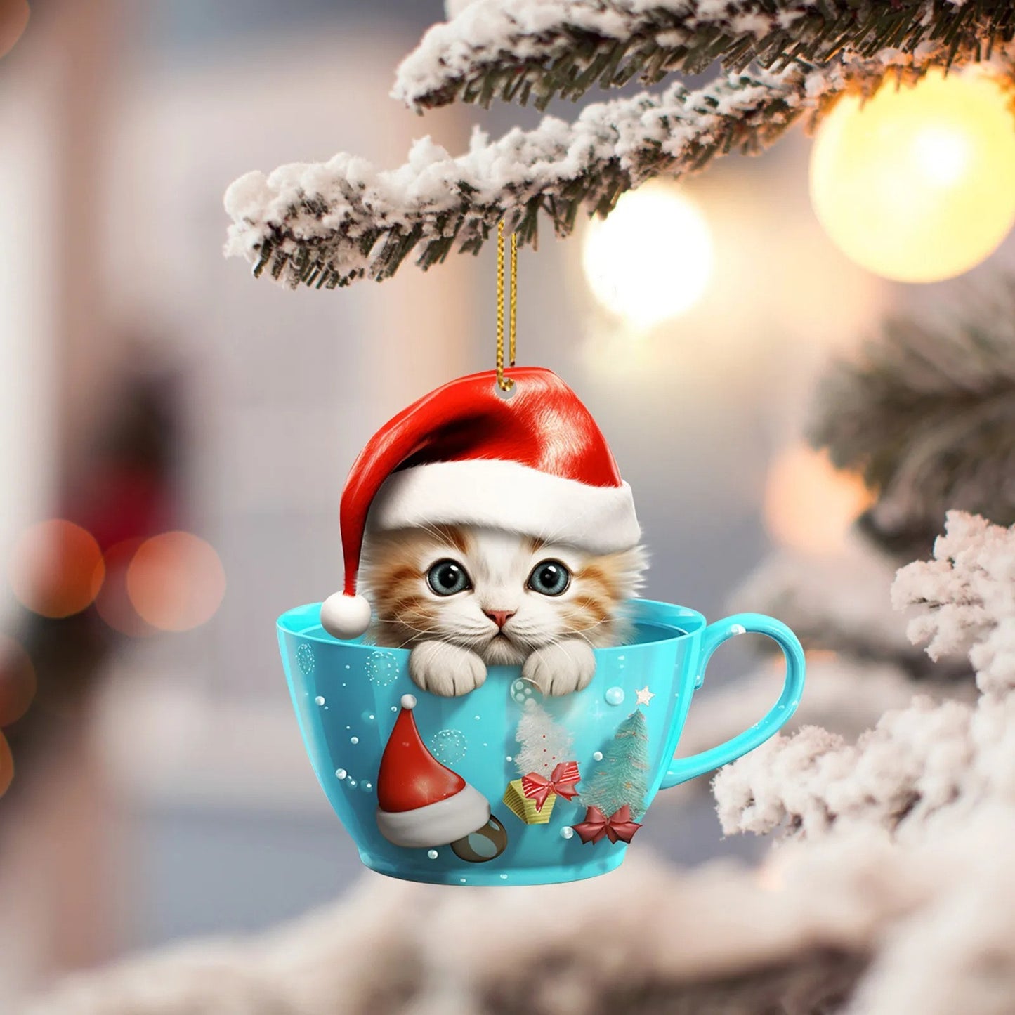 Christmas Tree Kitty In A Cup Tree Decoration