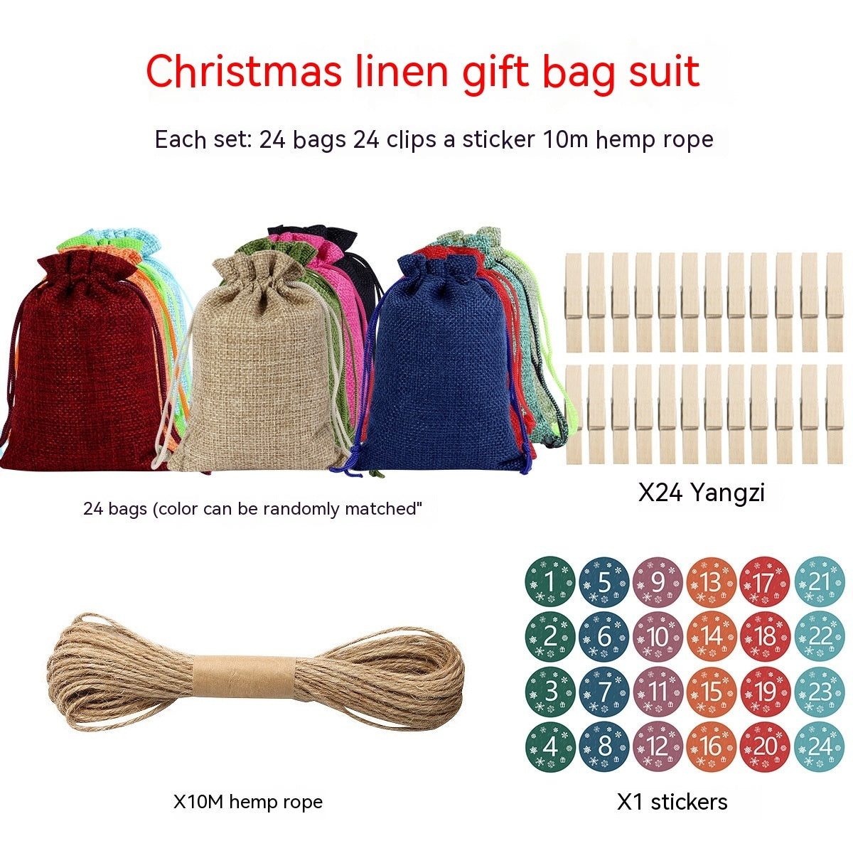 Linen Drawstring Christmas Gift Bags