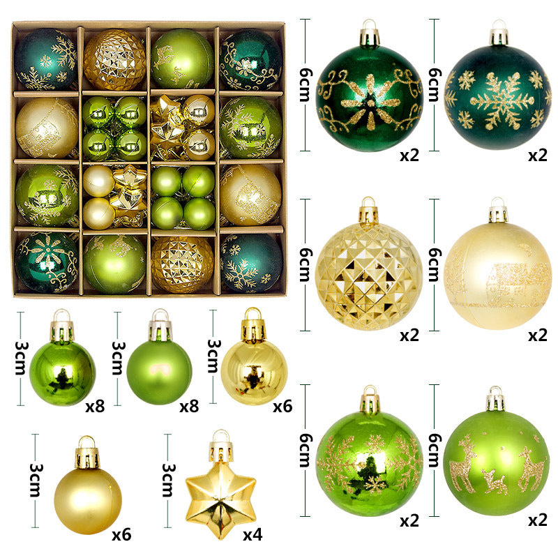 Christmas Tree Decorations Painted Shaped Electroplating Ball Ornament-44 Pack