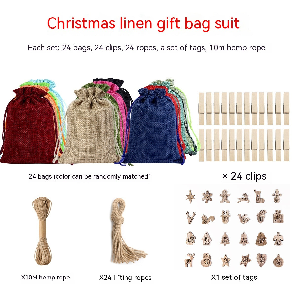 Linen Drawstring Christmas Gift Bags