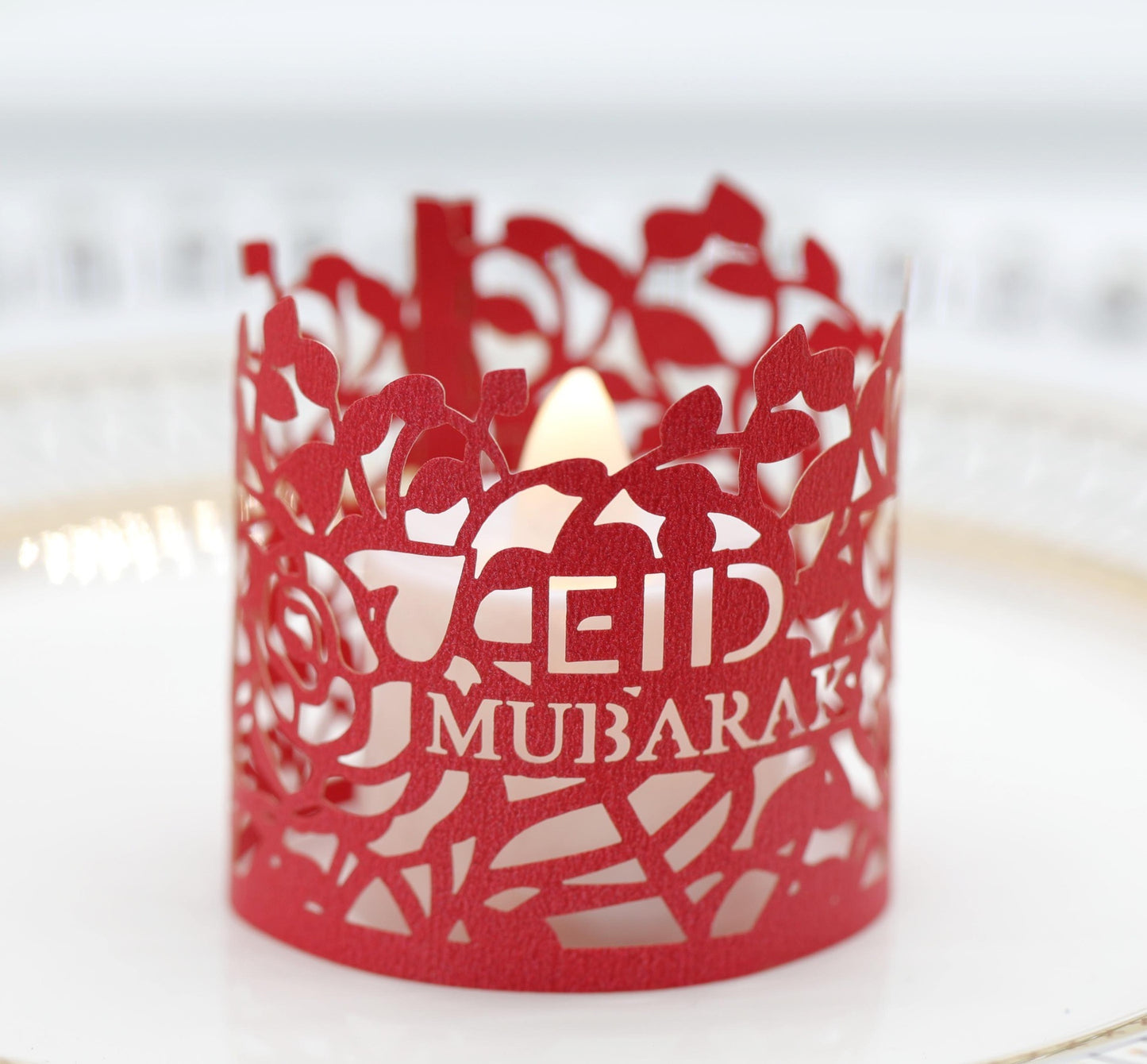 MOQ200 Ramadan Electronic Candle Lampshade Laser Cutout