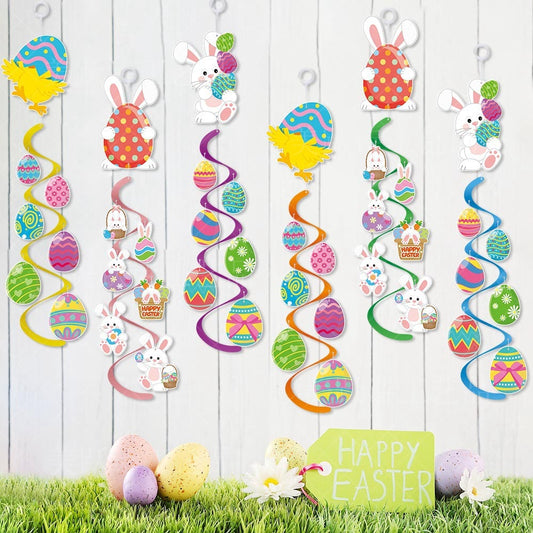 Easter Wind Chimes Spiral Ornament Decorations- 6 Pack