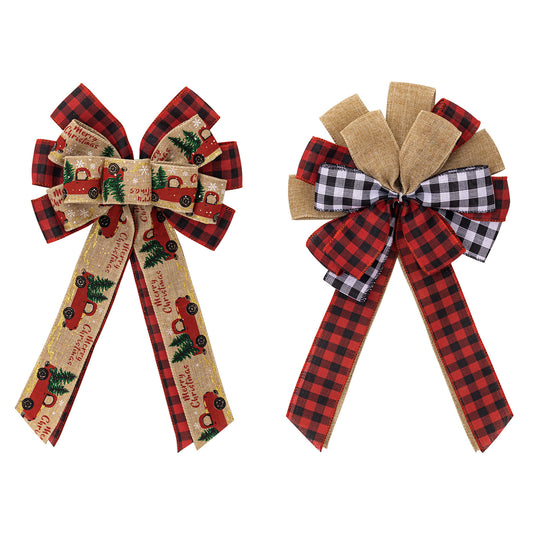 Christmas Gift Box Plaid Ribbon Decoration