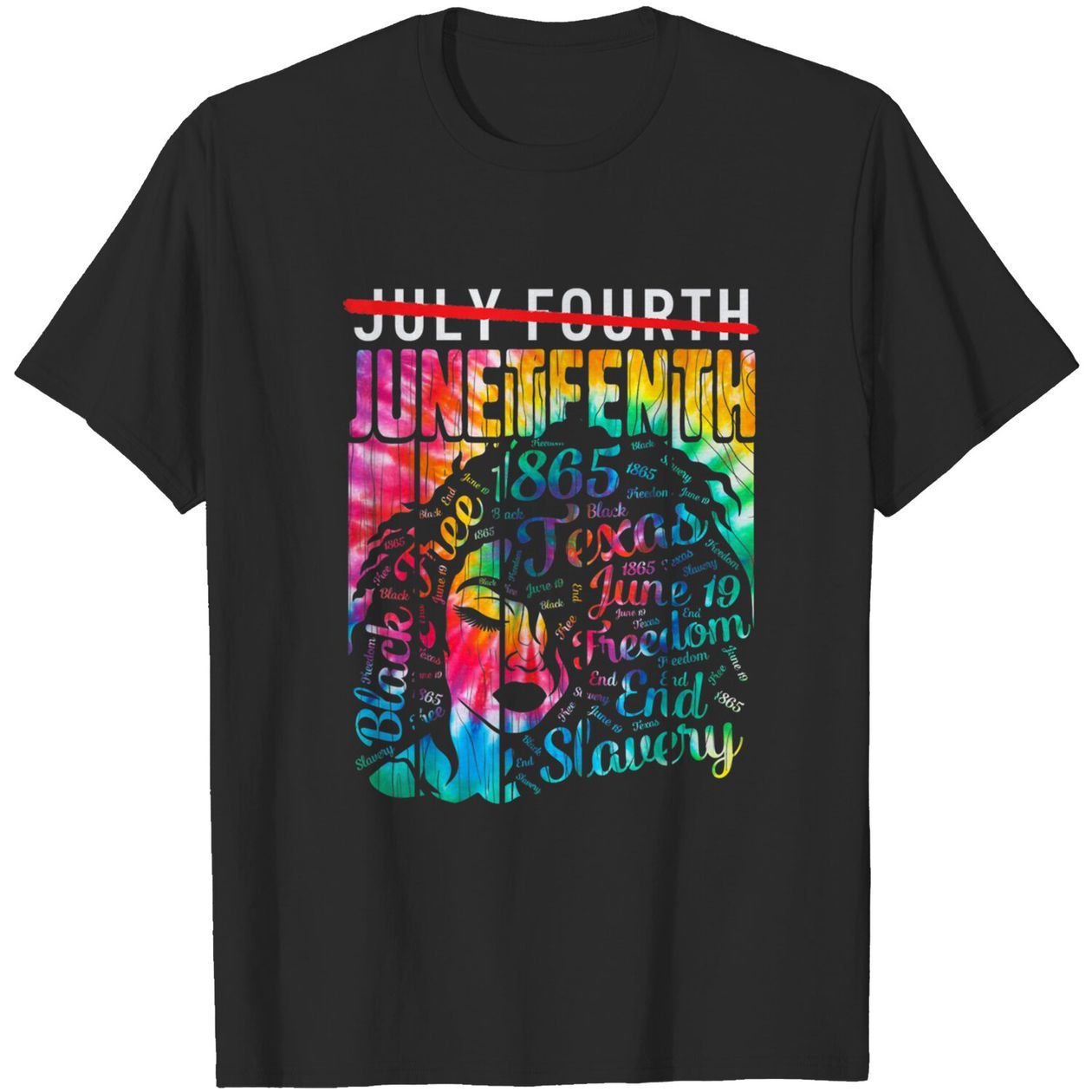 Juneteenth Day Portrait Print Crew Neck T-Shirt