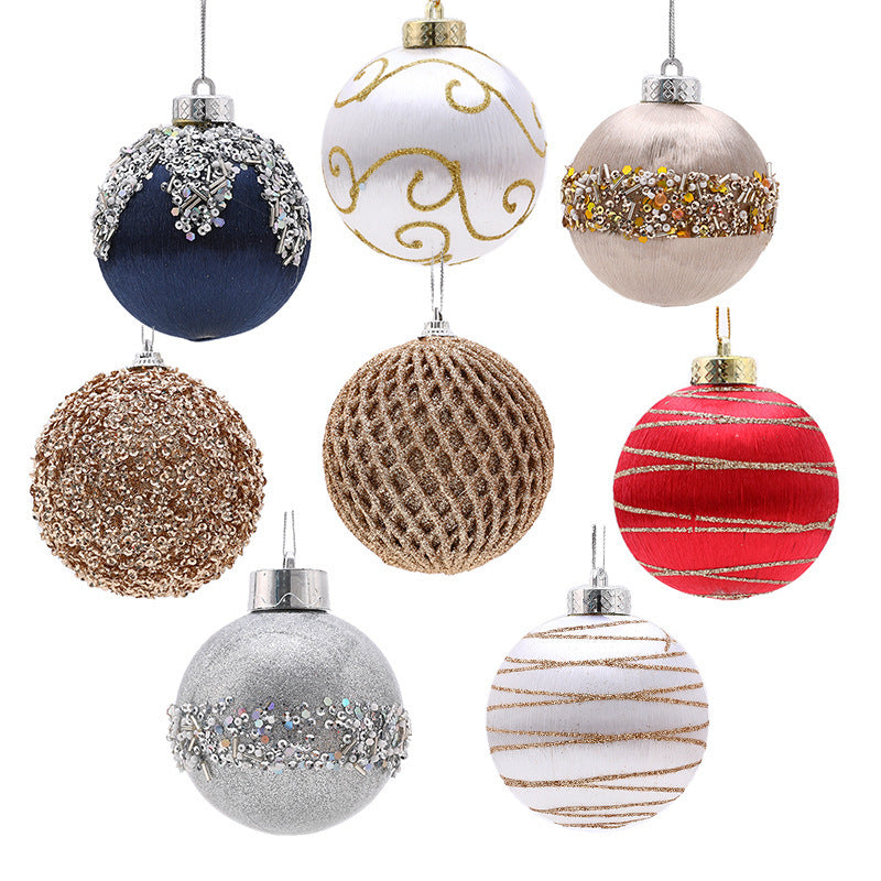 Christmas Tree Painted Silk Ball Ornament-9 Pack