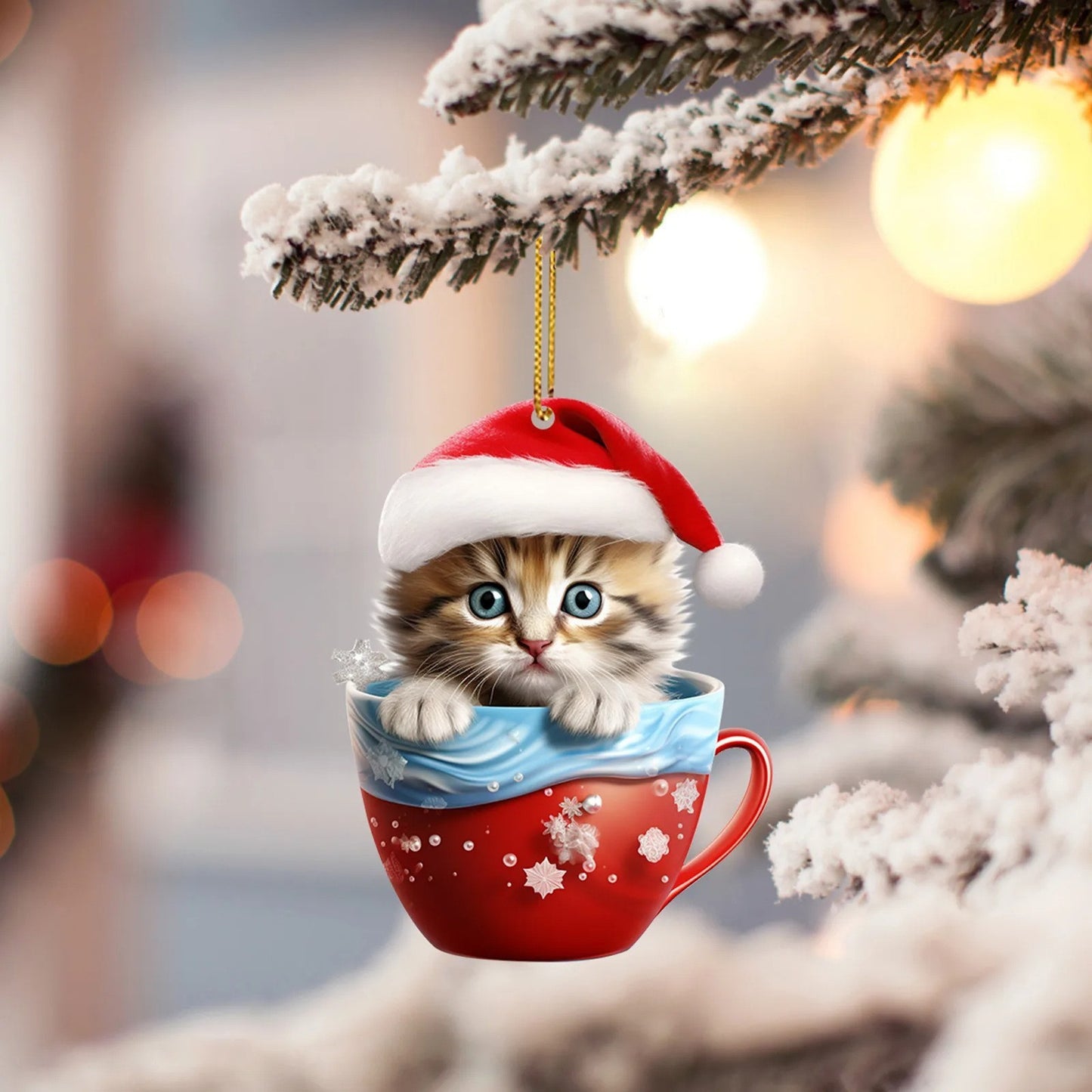 Christmas Tree Kitty In A Cup Tree Decoration