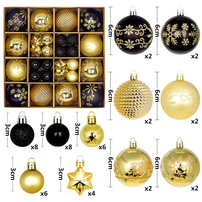 Christmas Tree Decorations Painted Shaped Electroplating Ball Ornament-44 Pack