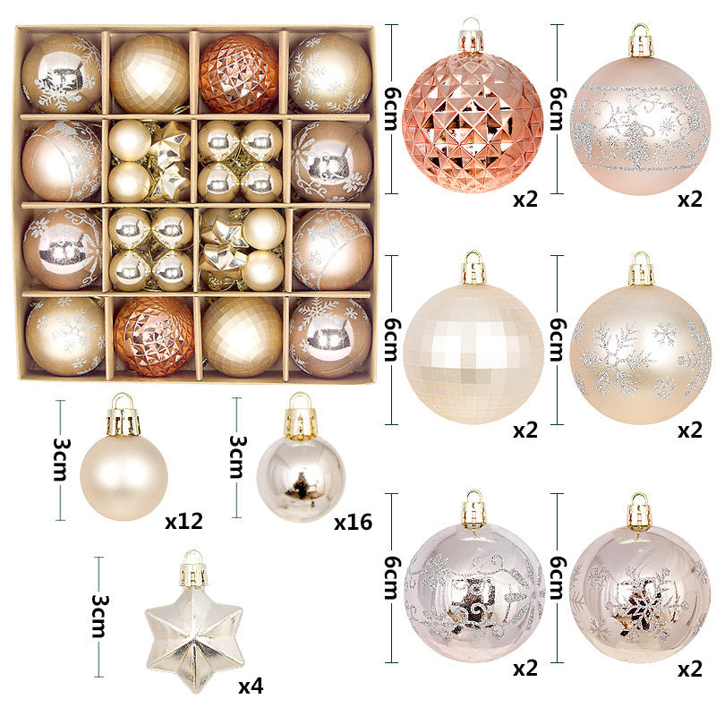 Christmas Tree Decorations Painted Shaped Electroplating Ball Ornament-44 Pack