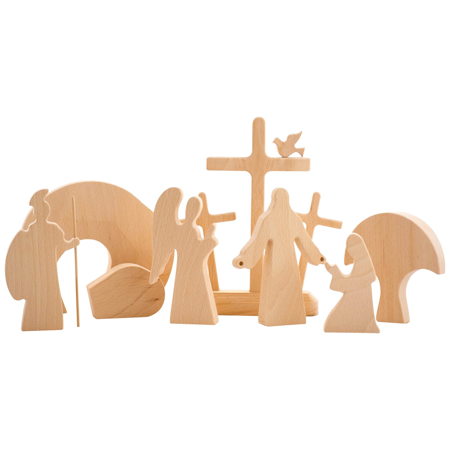 Natural Wooden Creche - Wooden Easter Decoration