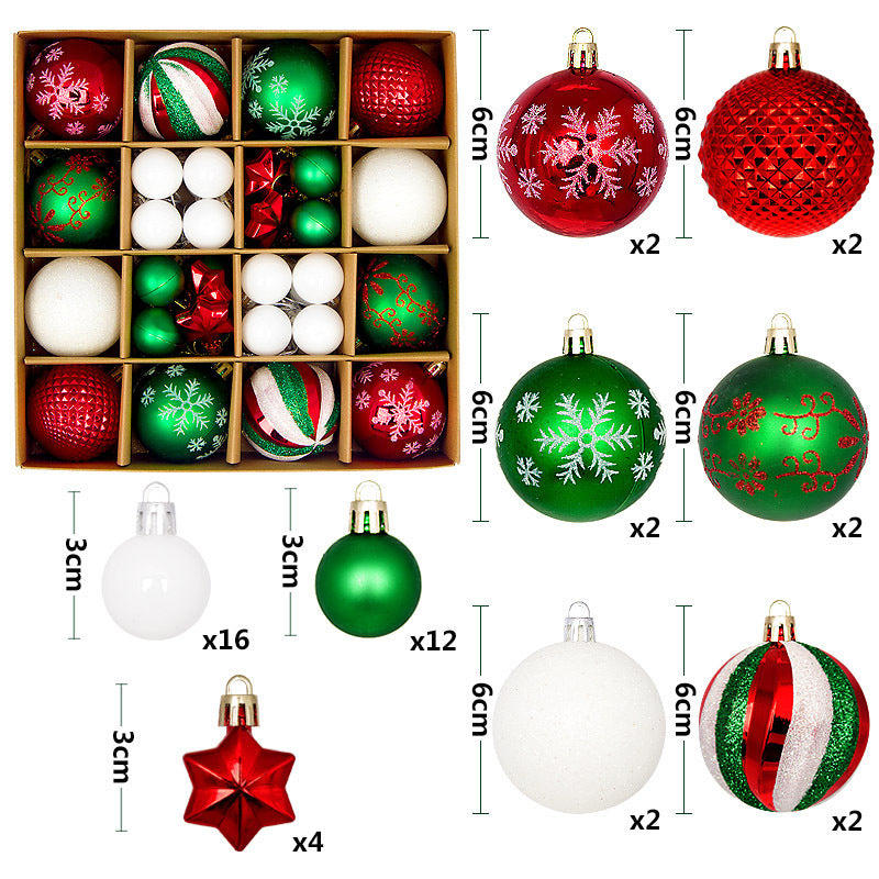 Christmas Tree Decorations Painted Shaped Electroplating Ball Ornament-44 Pack