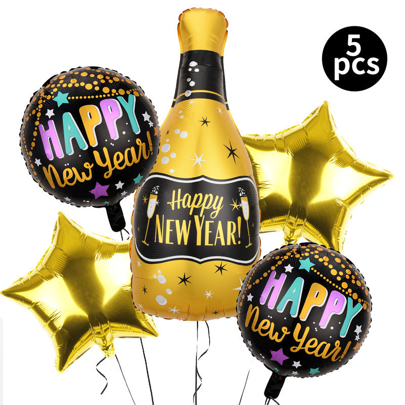 New Year Fast Year Theme Layout Balloon Set Five-Piece Set