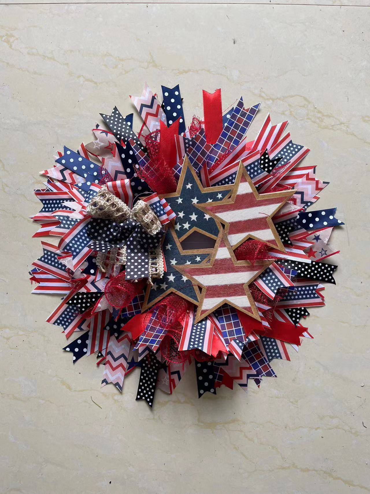 Independence Day Wreath National Flag with Stars Decoration