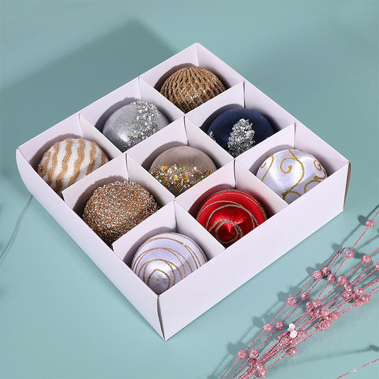 Christmas Tree Painted Silk Ball Ornament-9 Pack