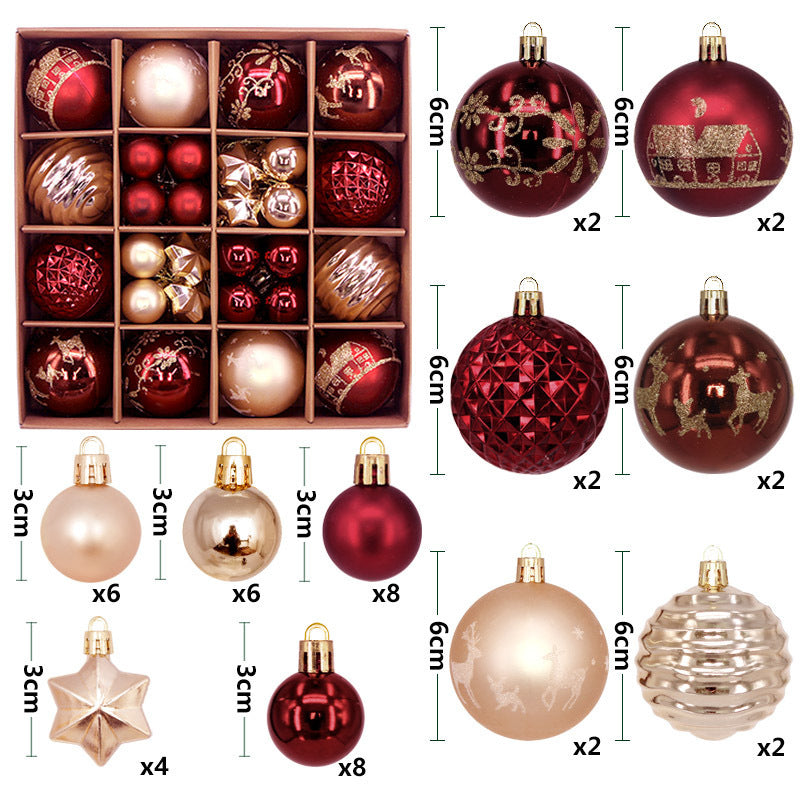 Christmas Tree Decorations Painted Shaped Electroplating Ball Ornament-44 Pack